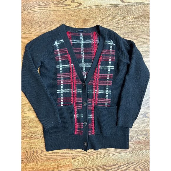 Pendleton Womens Black Red 100% Wool Plaid Cardigan Sweater - Picture 9 of 13